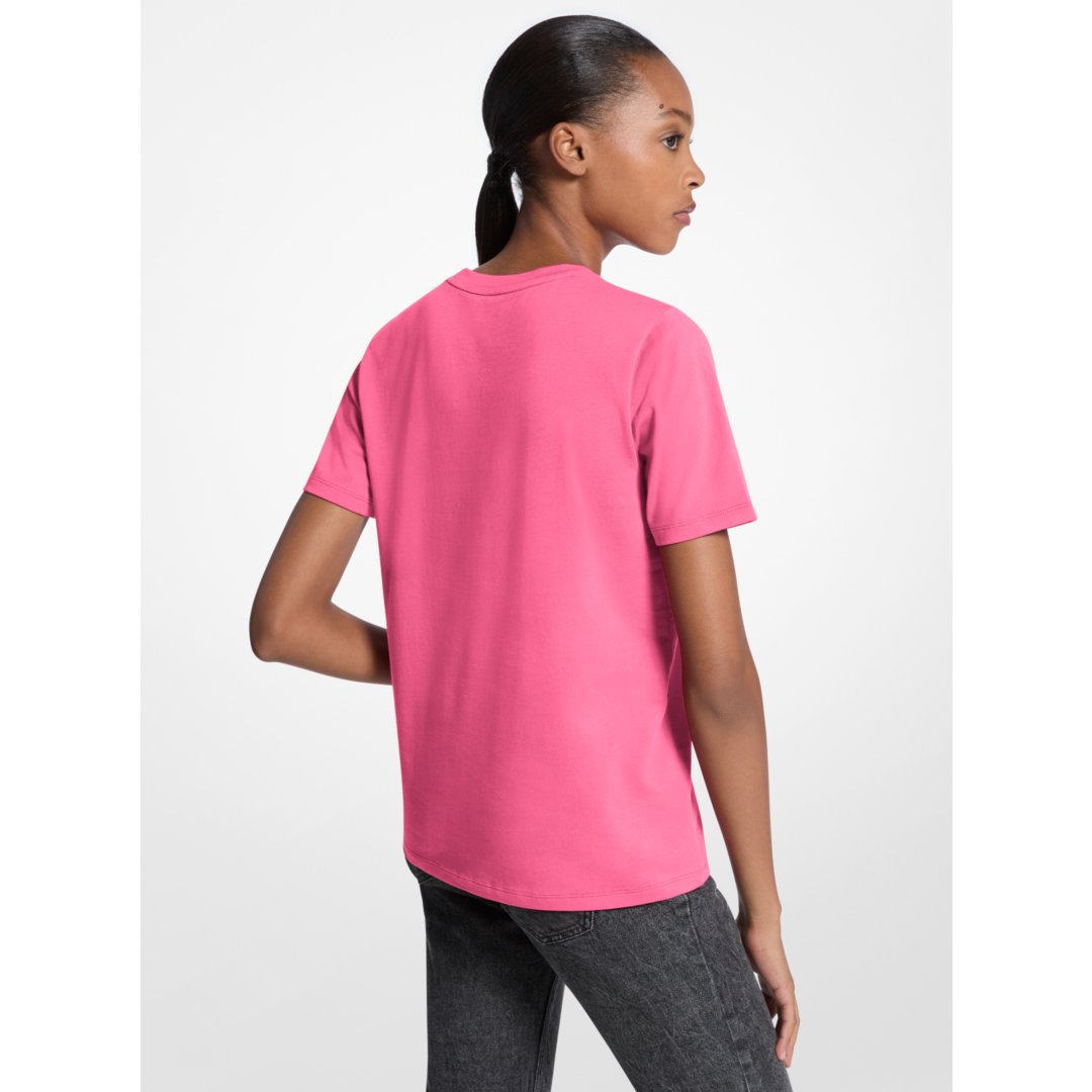 Michael Kors Sequined Logo Cotton T-Shirt HIBISCUS