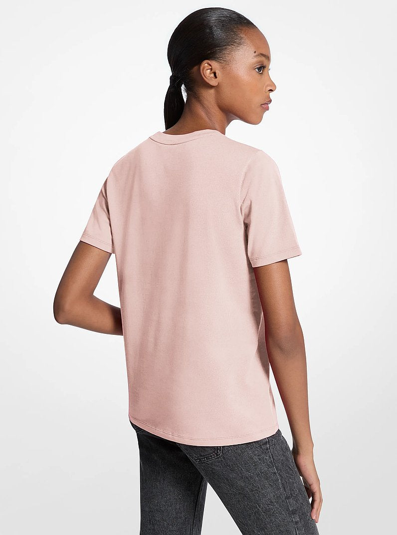 Michael Kors Sequined Logo Cotton T-Shirt POWDER BLUSH