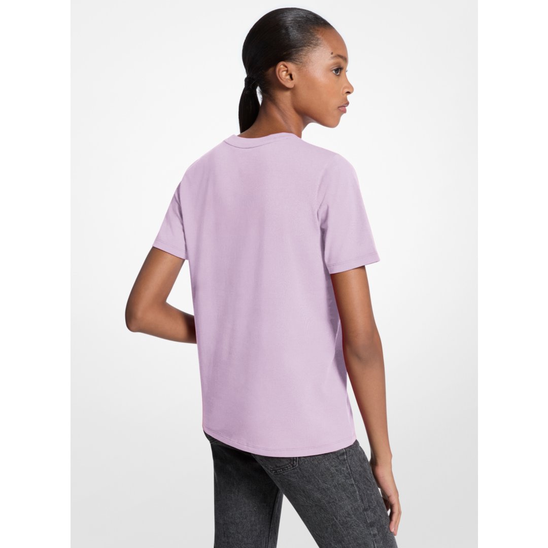 Michael Kors Sequined Logo Cotton T-Shirt QUARTZ