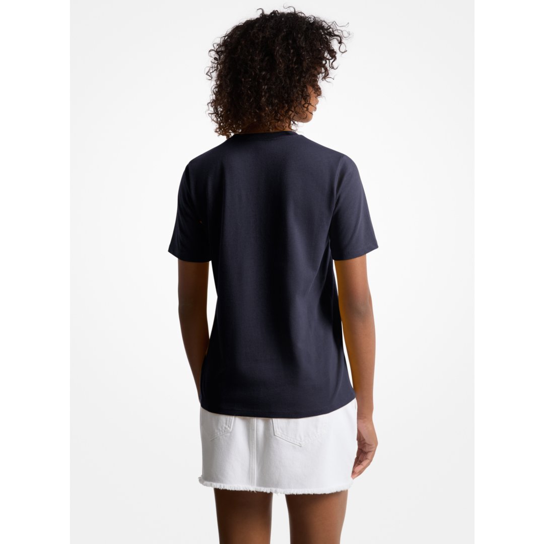 Michael Kors Sequined Logo Cotton T-Shirt MIDNIGHTBLUE