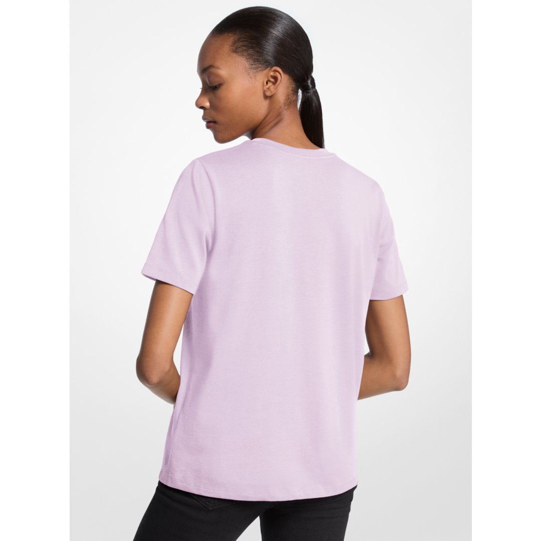 Michael Kors Studded Logo Charm Organic Cotton Jersey T-Shirt QUARTZ