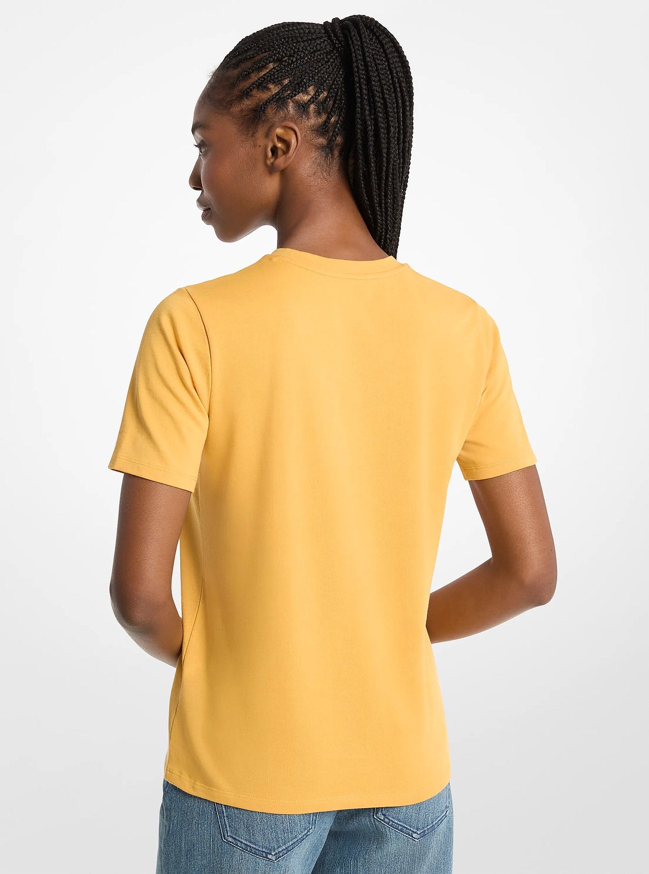 Michael Kors Studded Logo Charm Organic Cotton Jersey T-Shirt HONEYWHEAT