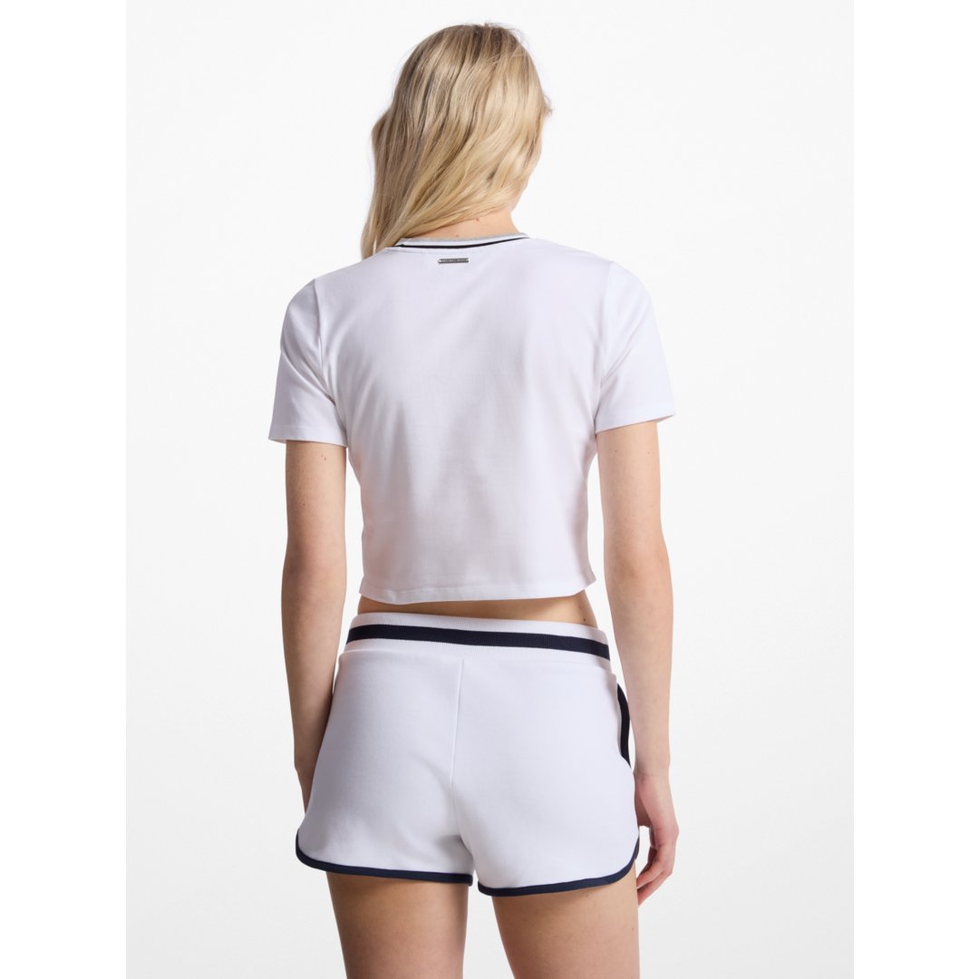 Michael Kors Embellished Cotton Baby Tee WHITE