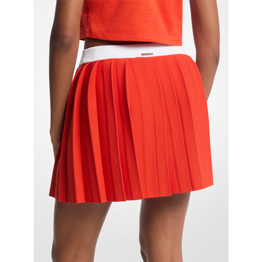Michael Kors Pleated Stretch Knit Skirt RED CLAY