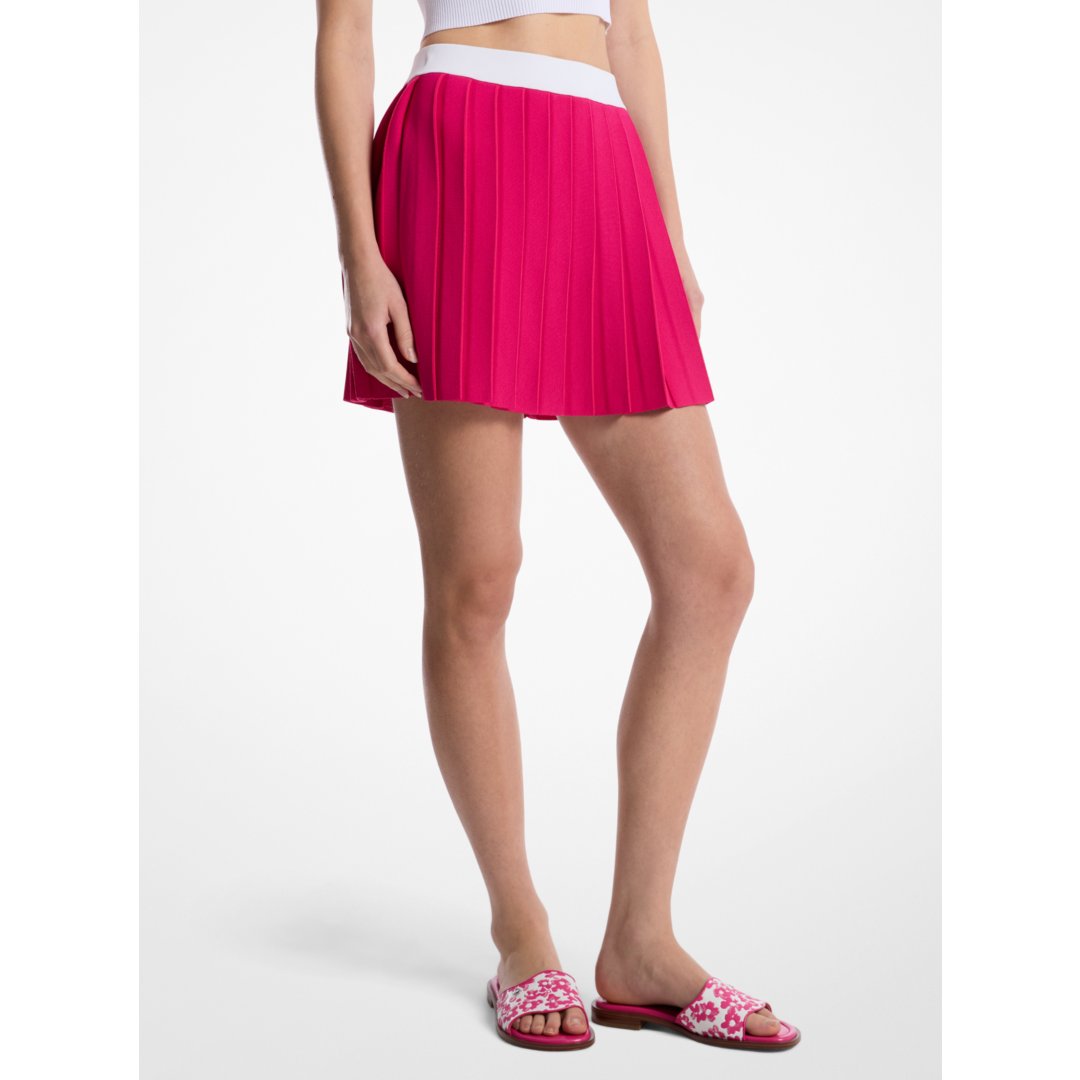 Michael Kors Pleated Stretch Knit Skirt DRAGON FRUIT
