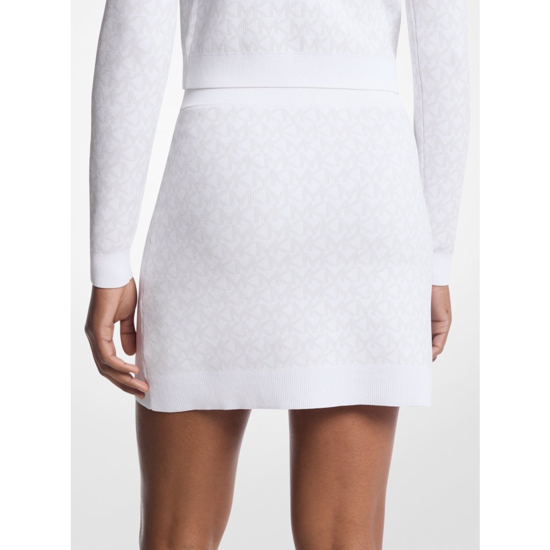 Michael Kors Logo Jacquard Knit Skirt WHITE