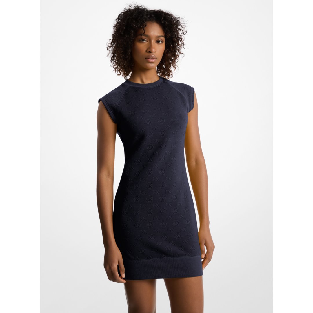Michael Kors Raglan Sleeve Logo Jacquard Sweater Dress MIDNIGHTBLUE