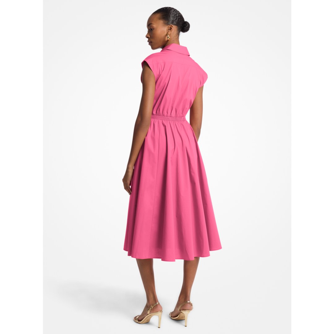 Michael Kors Stretch Cotton Poplin Midi Dress HIBISCUS