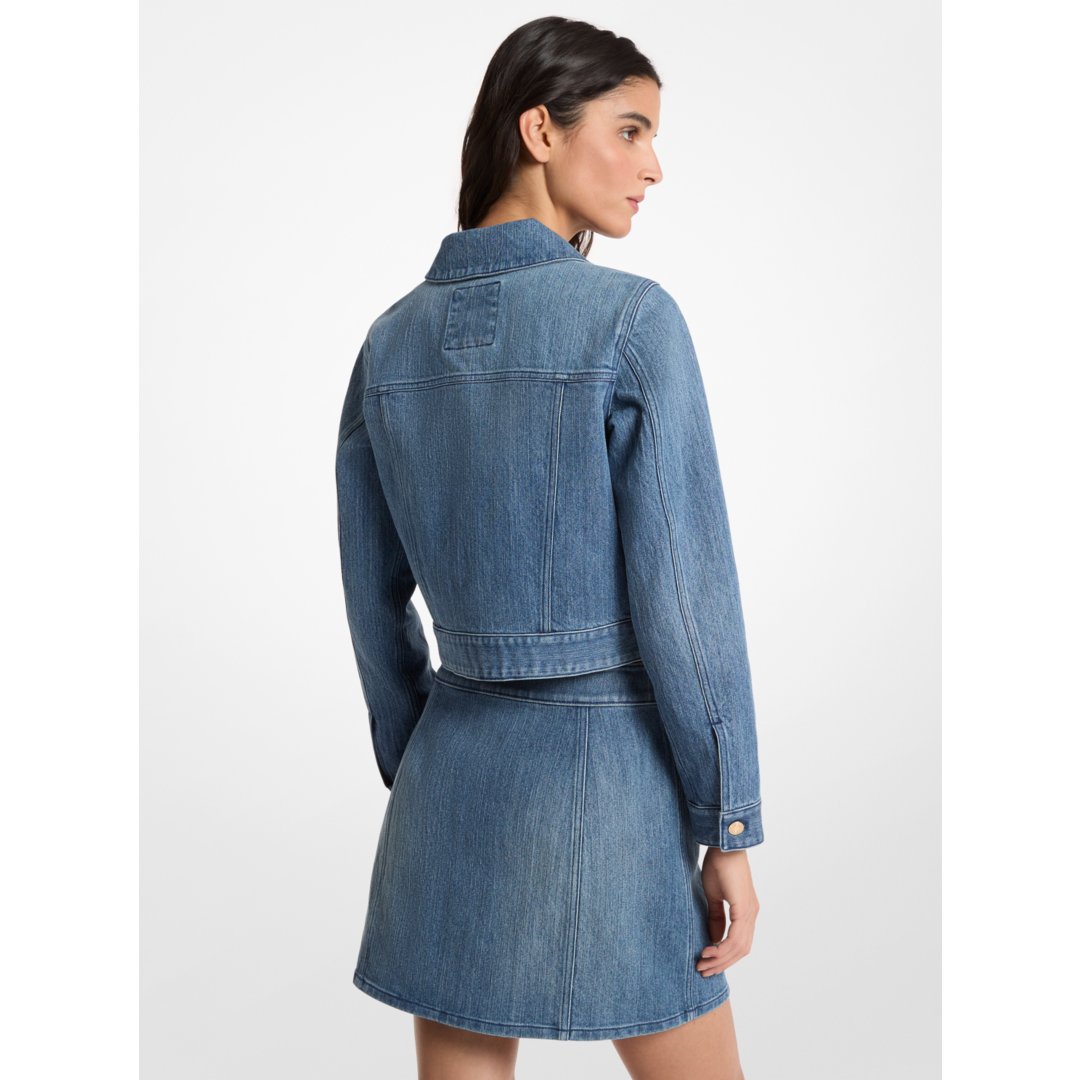 Michael Kors Carson Denim Cropped Jacket DUSK BLUE WASH