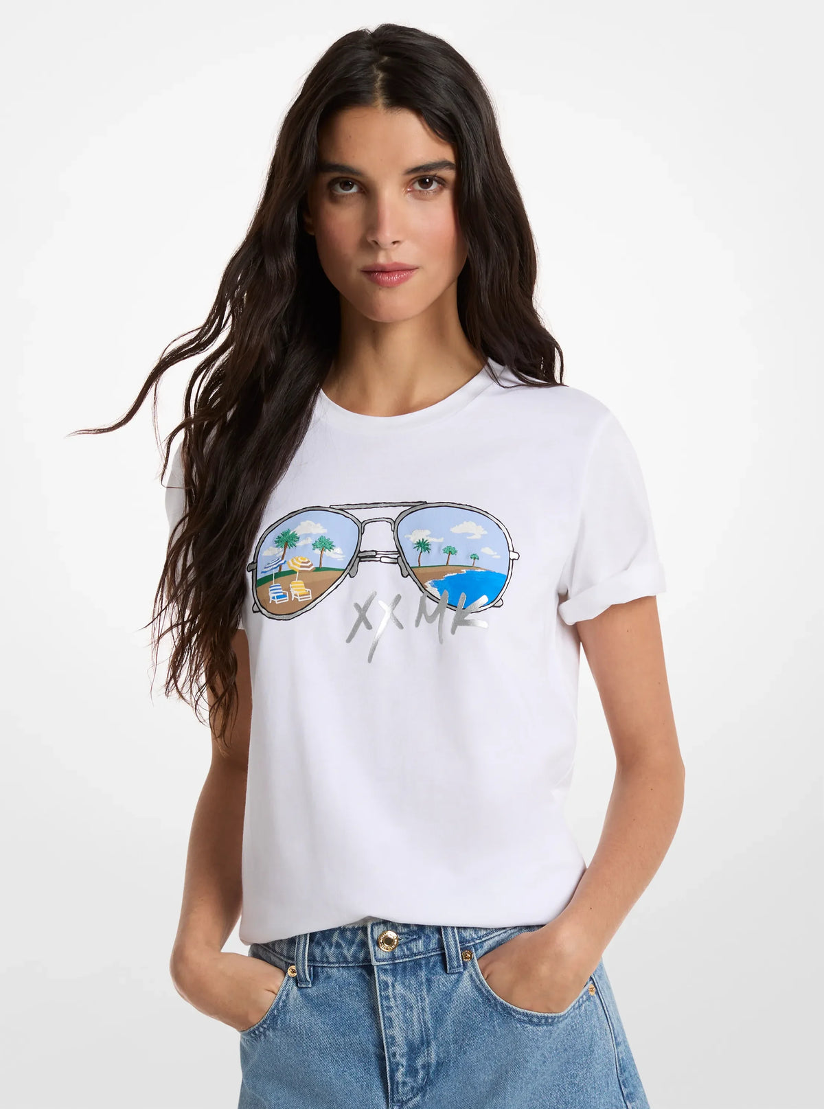 Michael Kors Graphic Logo Cotton T-Shirt WHITE