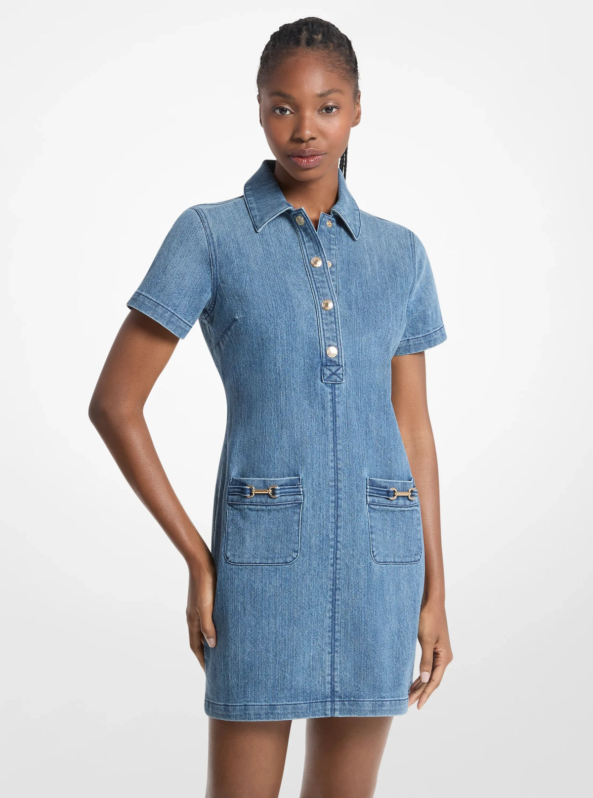 Michael Kors Carson Denim Mini Dress DUSK BLUE WASH