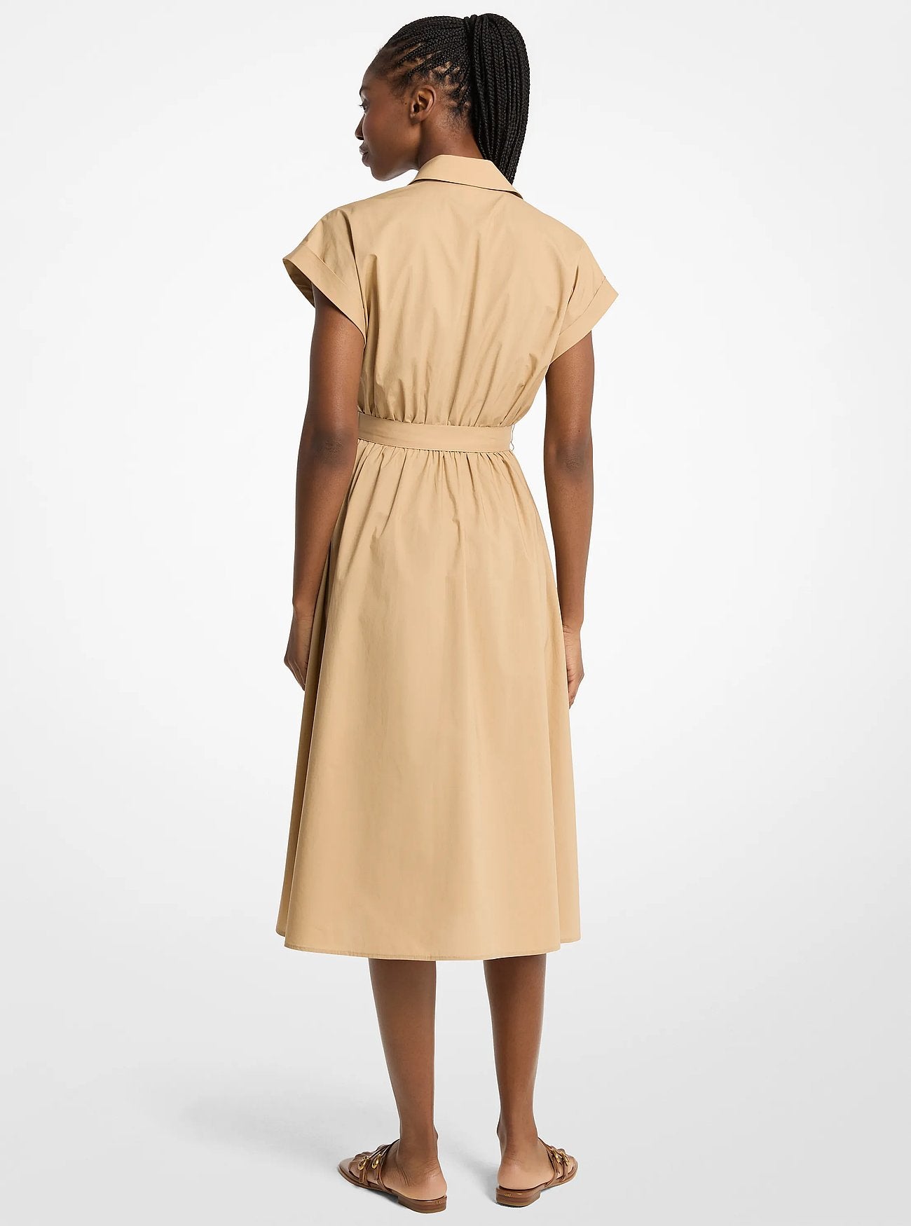 Michael Kors Cotton Poplin Midi Dress KHAKI
