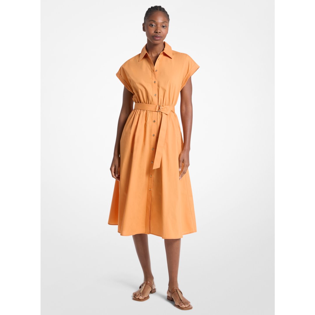 white christmas dresses Michael Kors Cotton Poplin Midi Dress RADIANT ORANGE – Kicks Machine