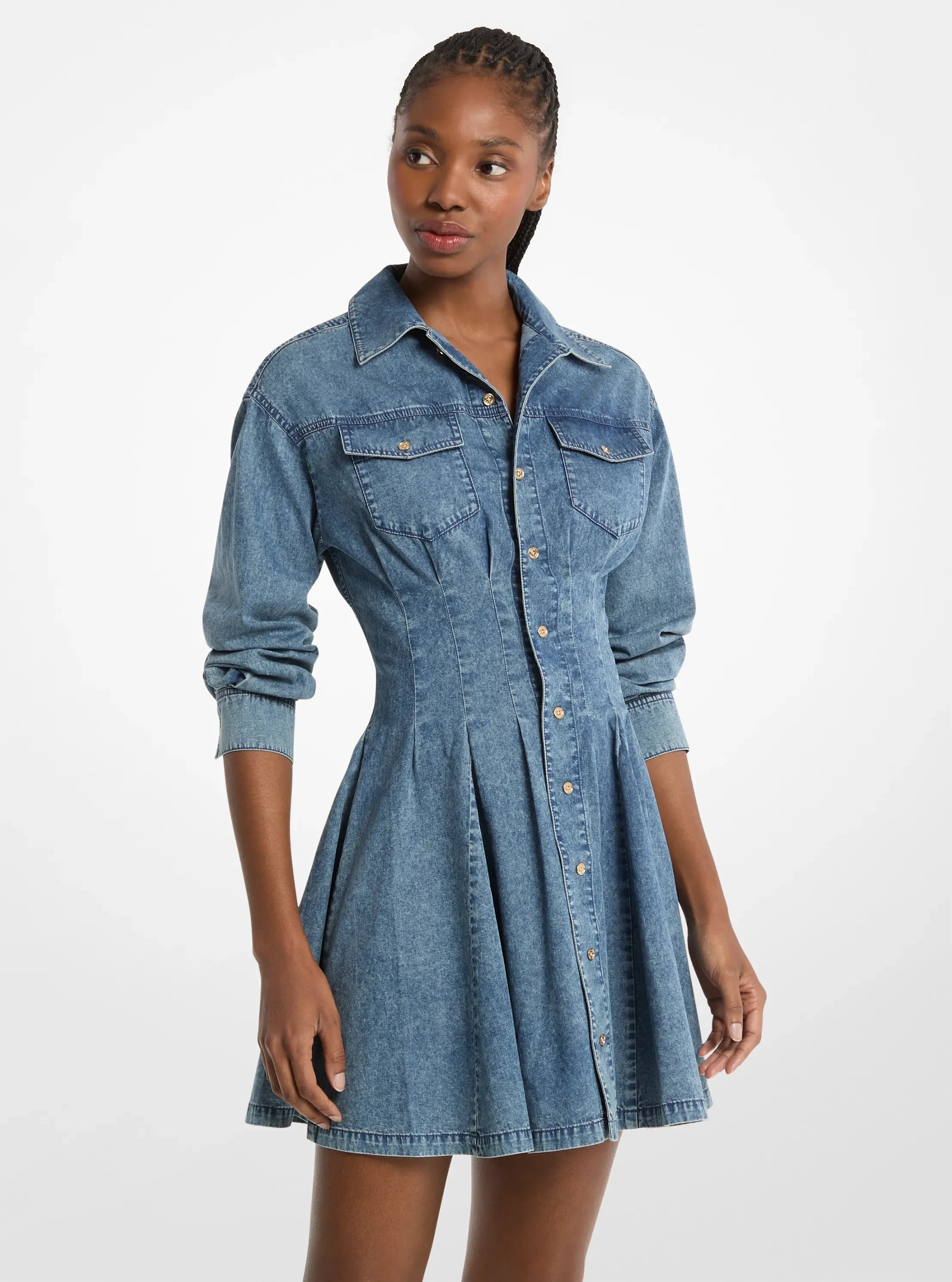 Michael Kors Denim Shirt Dress DUSK BLUE WASH