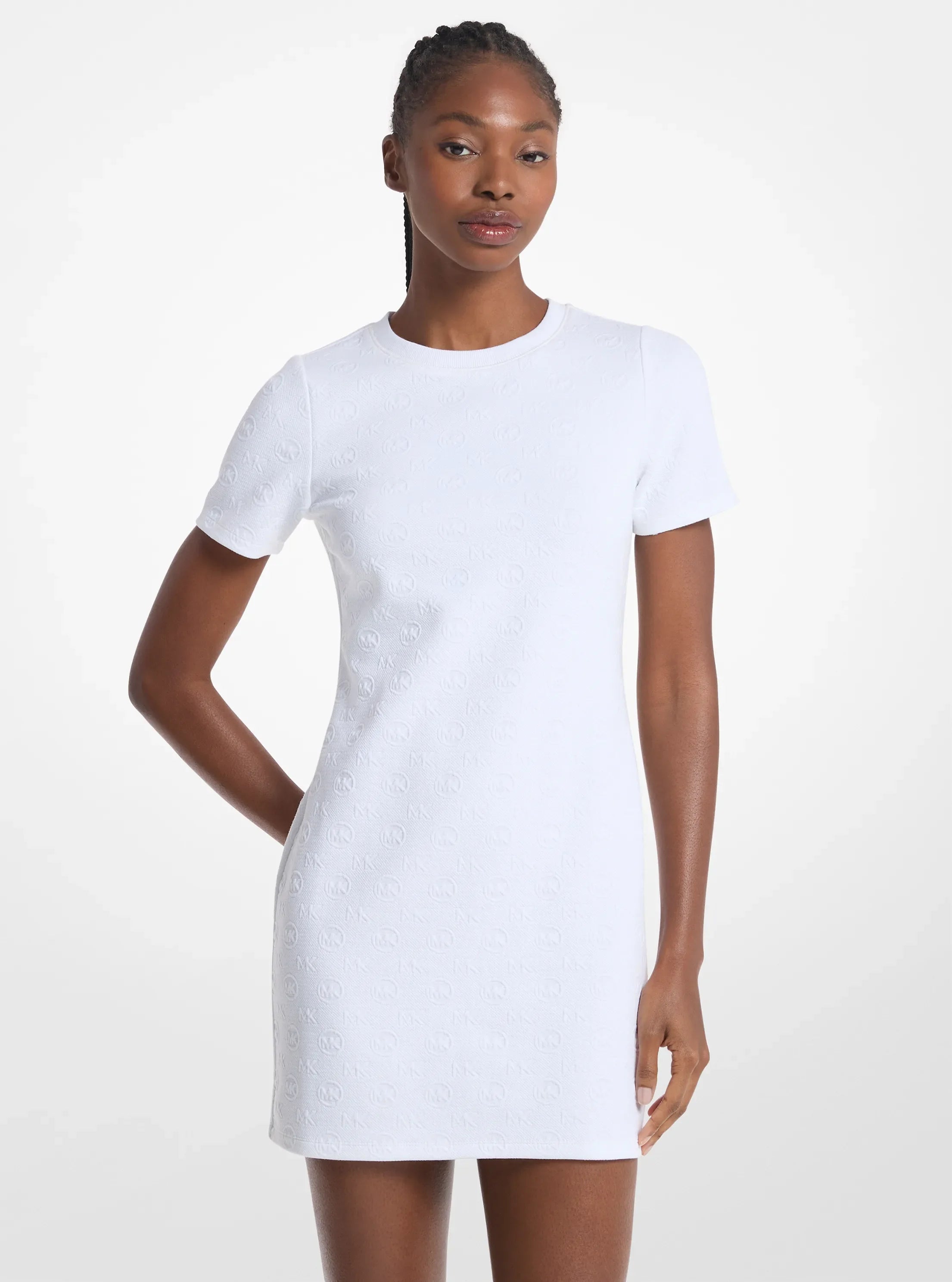 Michael Kors Logo Jacquard Dress WHITE