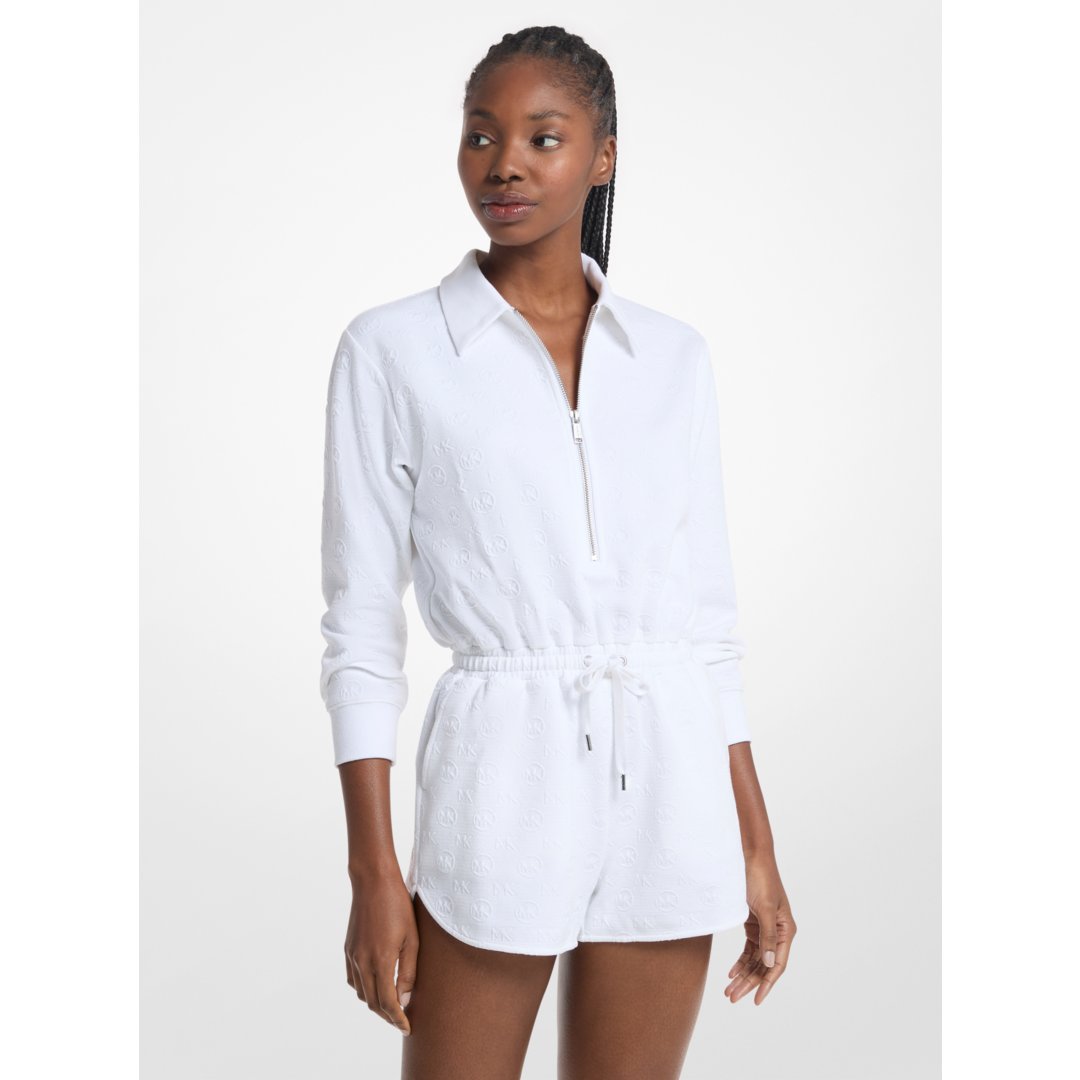 Michael Kors Logo Jacquard Romper WHITE