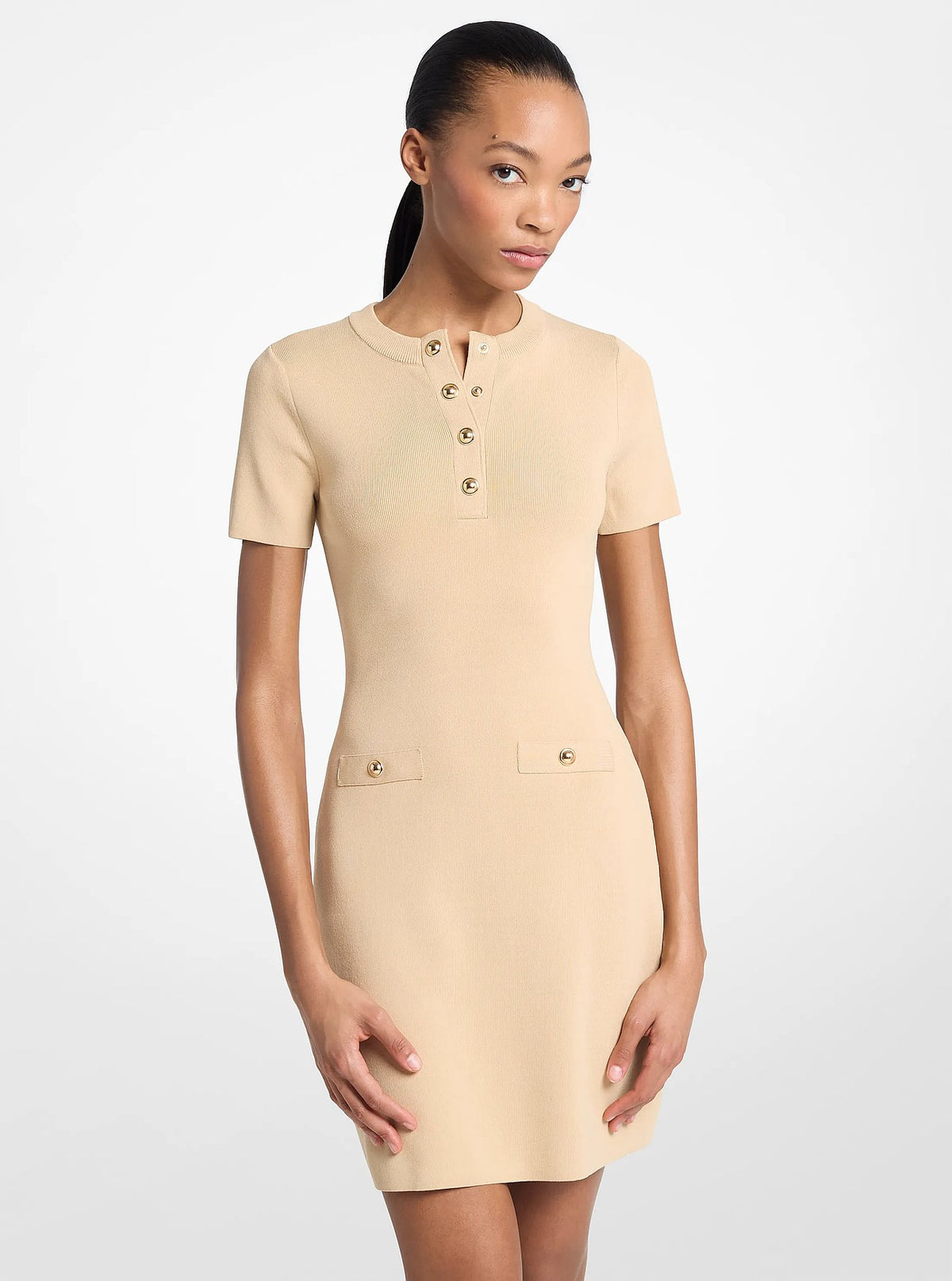 Michael Kors Viscose Blend Mini Dress BUFF