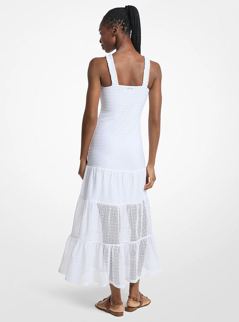 Michael Kors Lace Tiered Dress WHITE