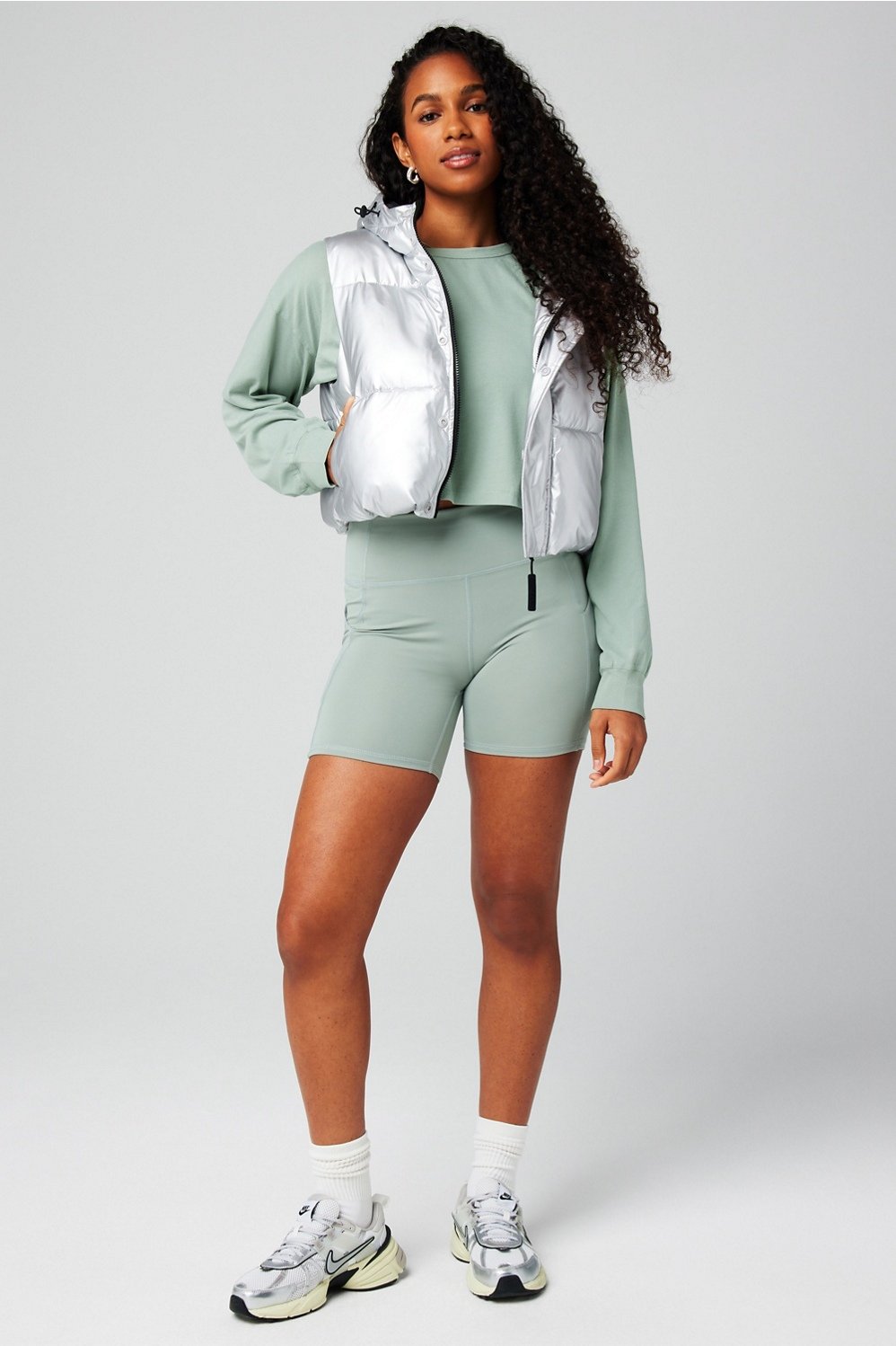 Fabletics Essential Cropped Hooded Puffer Vest