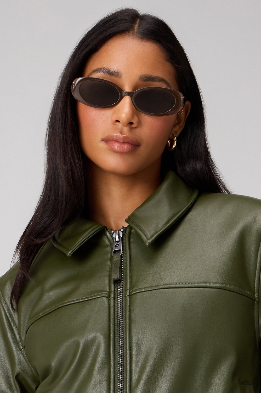Fabletics Faux Leather Padded Bomber Jacket
