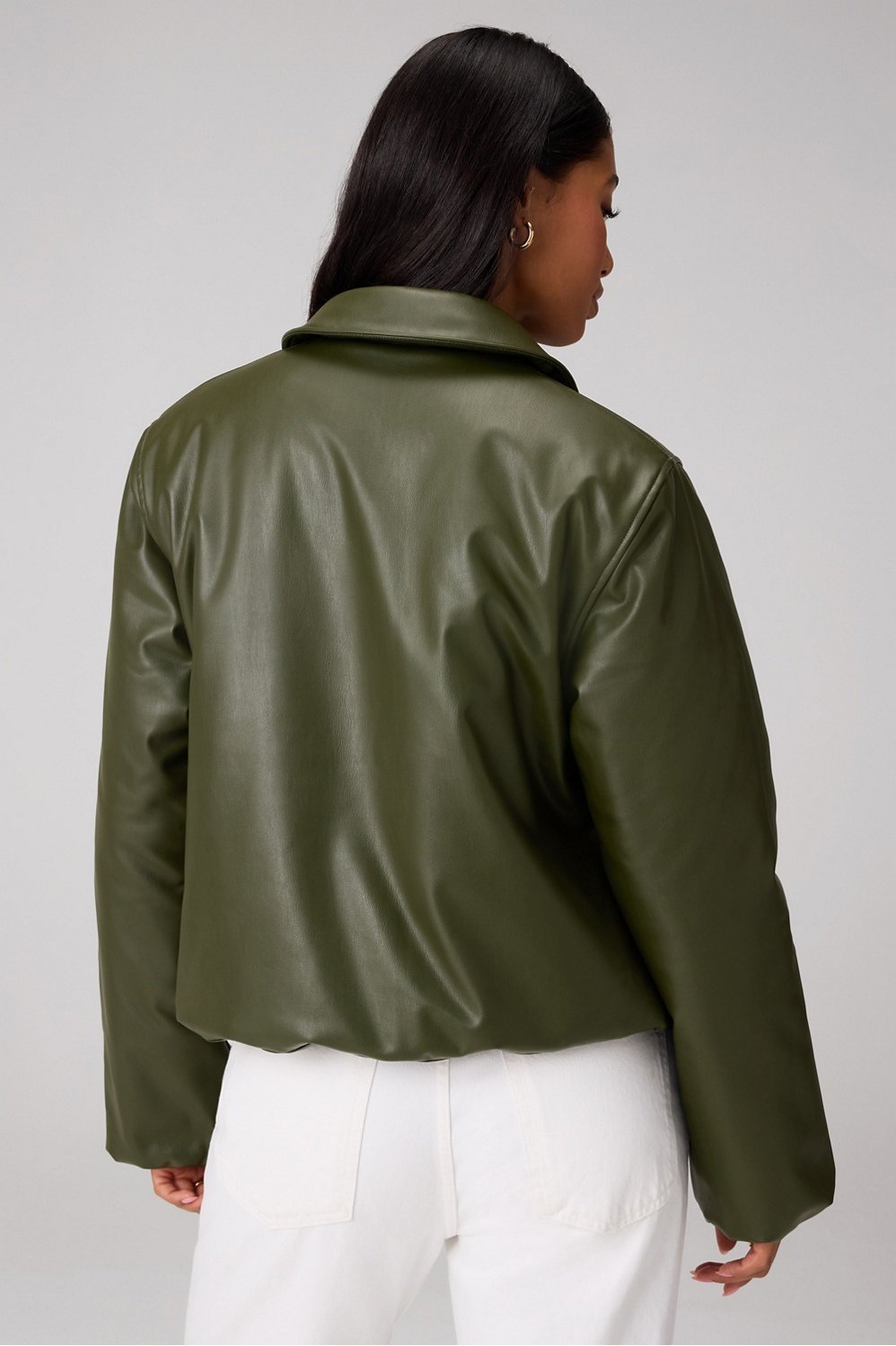 Fabletics Faux Leather Padded Bomber Jacket