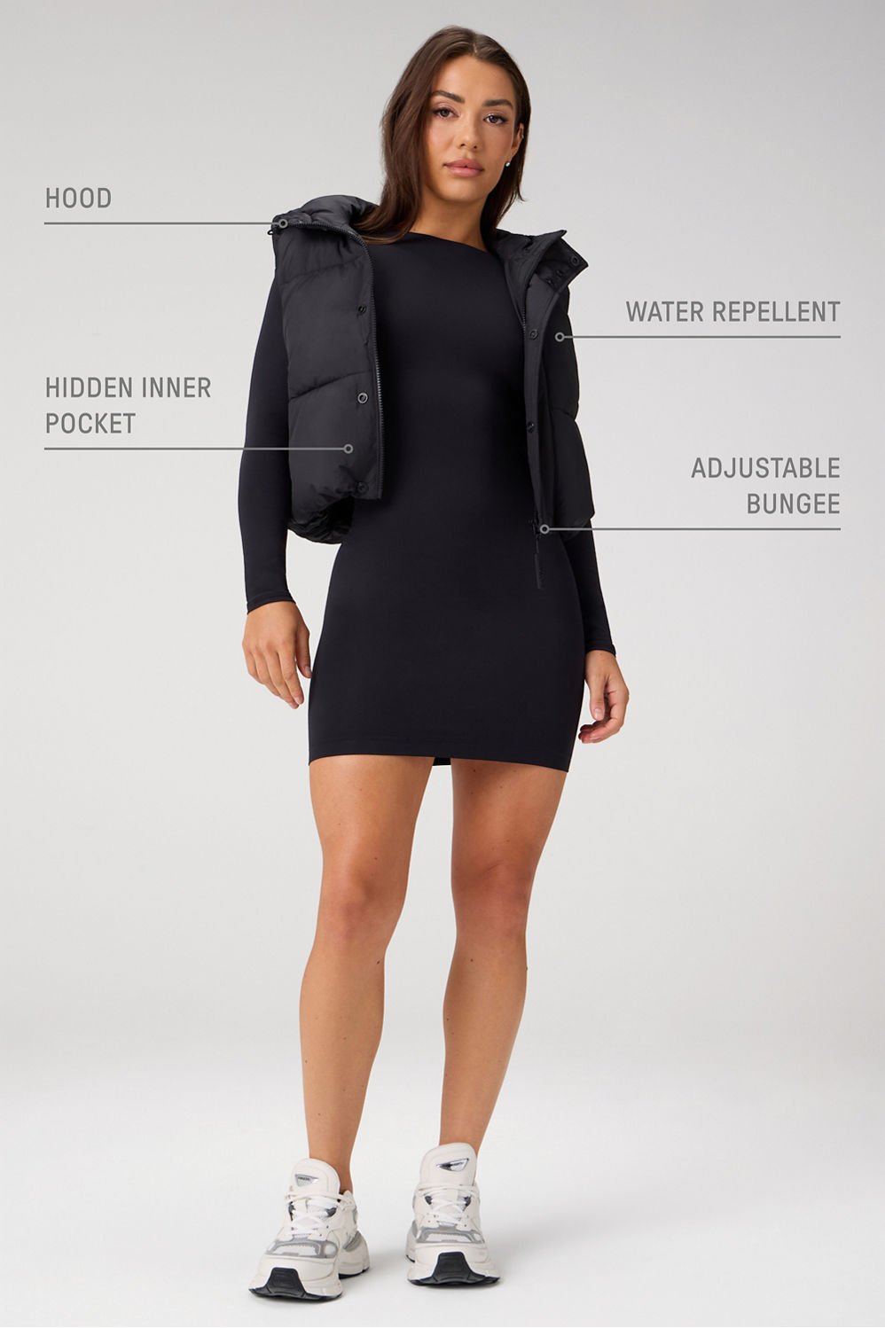 Fabletics Essential Cropped Hooded Puffer Vest