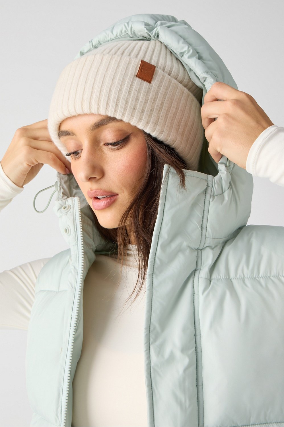 Fabletics Essential Cropped Hooded Puffer Vest
