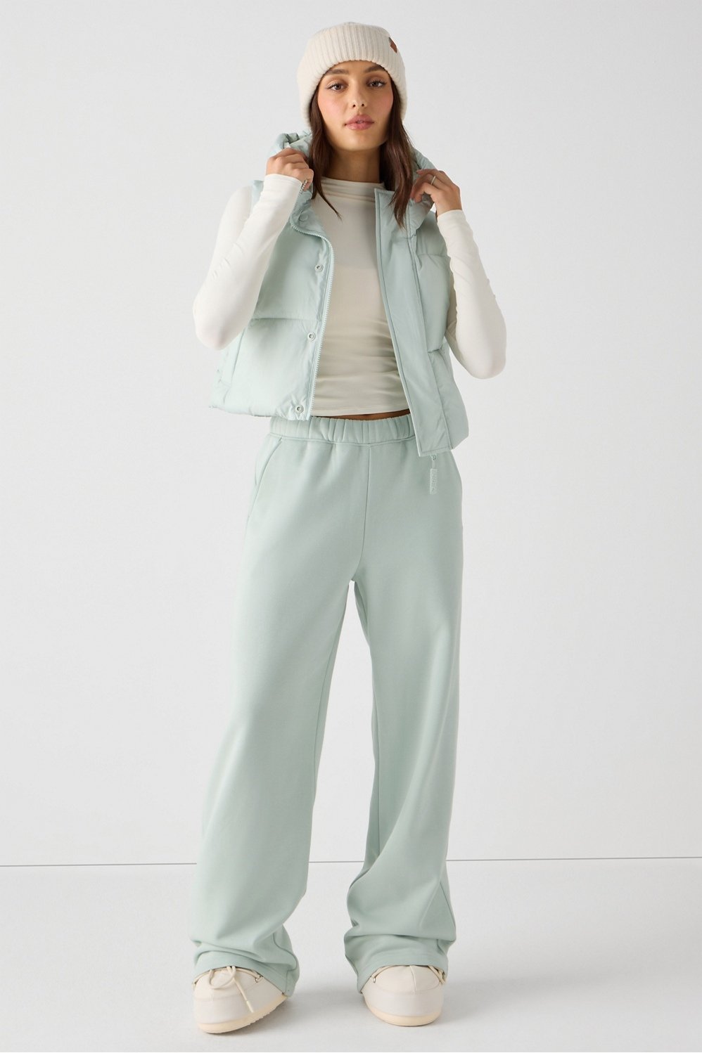 Fabletics Essential Cropped Hooded Puffer Vest