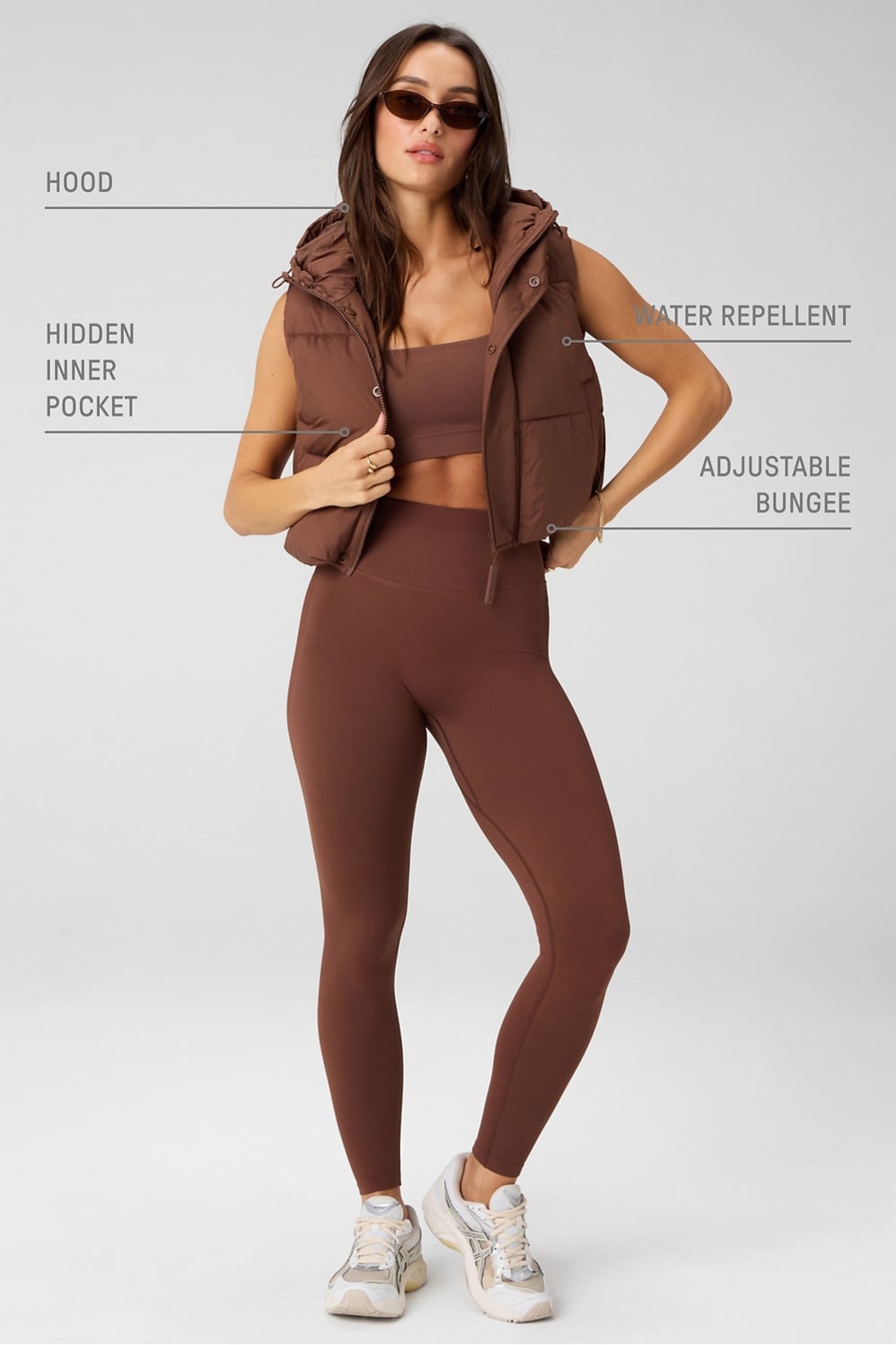 Fabletics Essential Cropped Hooded Puffer Vest