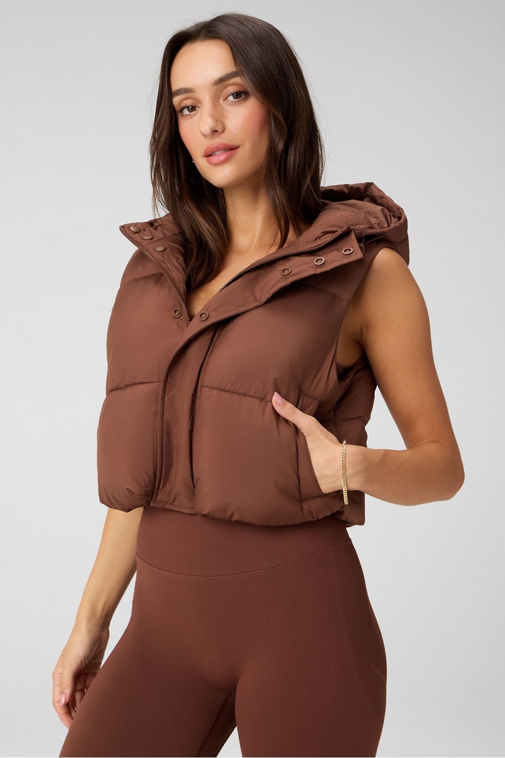 Fabletics Essential Cropped Hooded Puffer Vest
