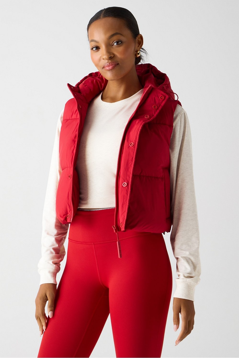 Fabletics Essential Cropped Hooded Puffer Vest