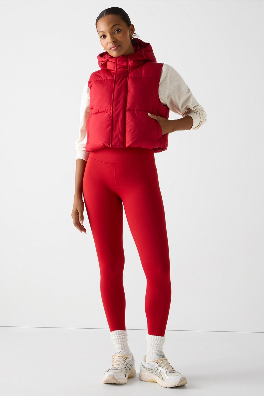 Fabletics Essential Cropped Hooded Puffer Vest