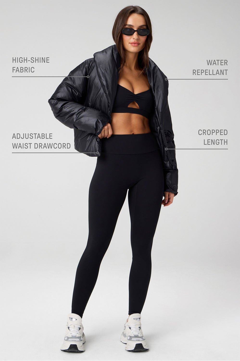 Fabletics Shawl Collar Puffer Shine Jacket