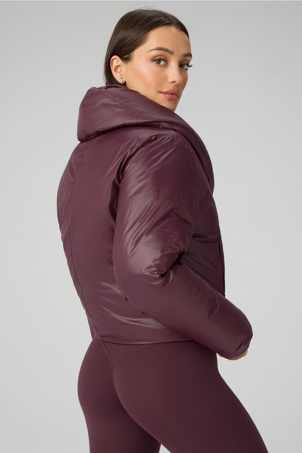 Fabletics Shawl Collar Puffer Shine Jacket
