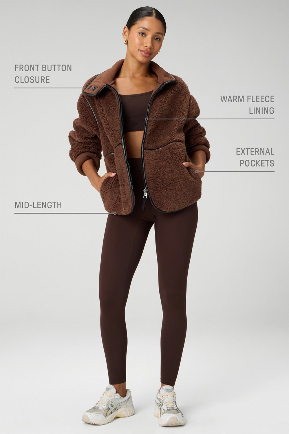 Fabletics Teddy Mid-Length Jacket