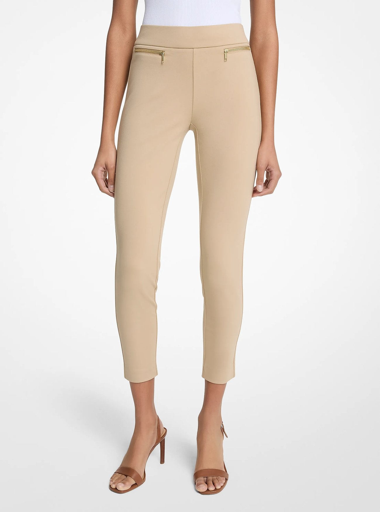 Michael Kors Viscose Blend Zip Pants KHAKI