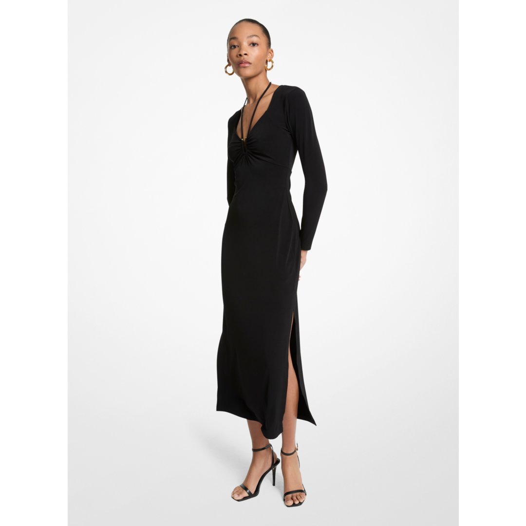Michael Kors Stretch Matte Jersey Midi Dress BLACK