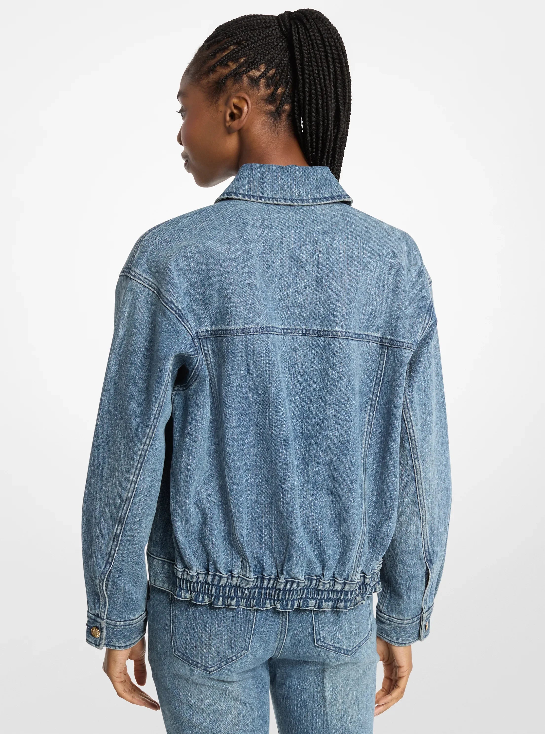 Michael Kors Denim Zip-Up Jacket DUSK BLUE WASH