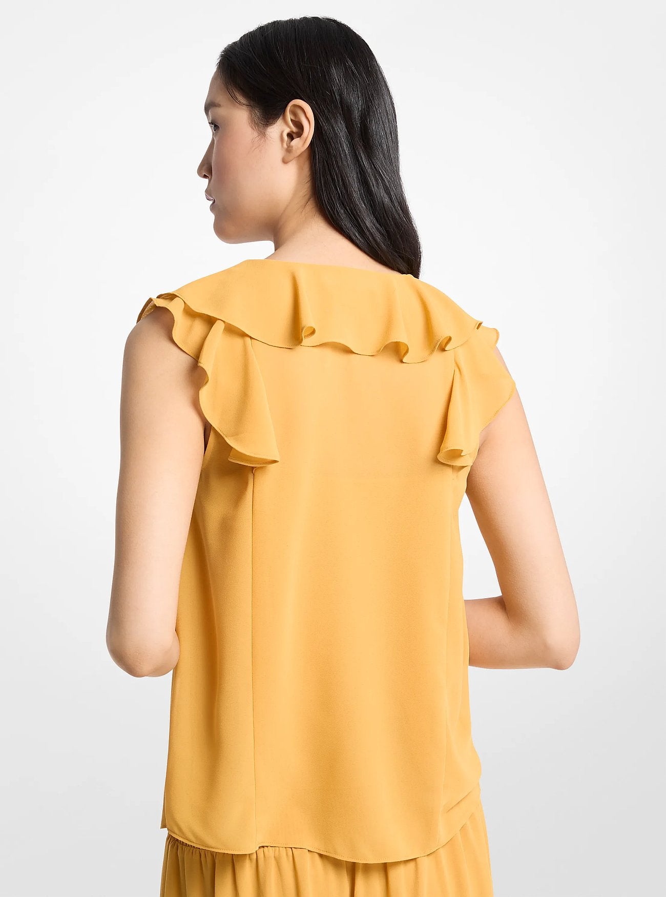 Michael Kors Ruffled Georgette Blouse HONEYWHEAT
