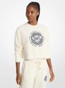 Michael Kors Graphic Logo Cotton Blend Cropped Sweatshirt BONE