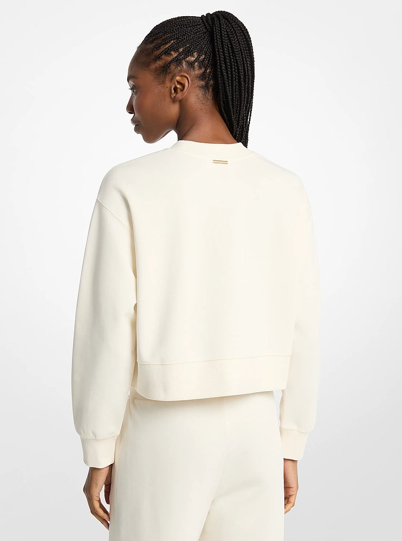 Michael Kors Graphic Logo Cotton Blend Cropped Sweatshirt BONE