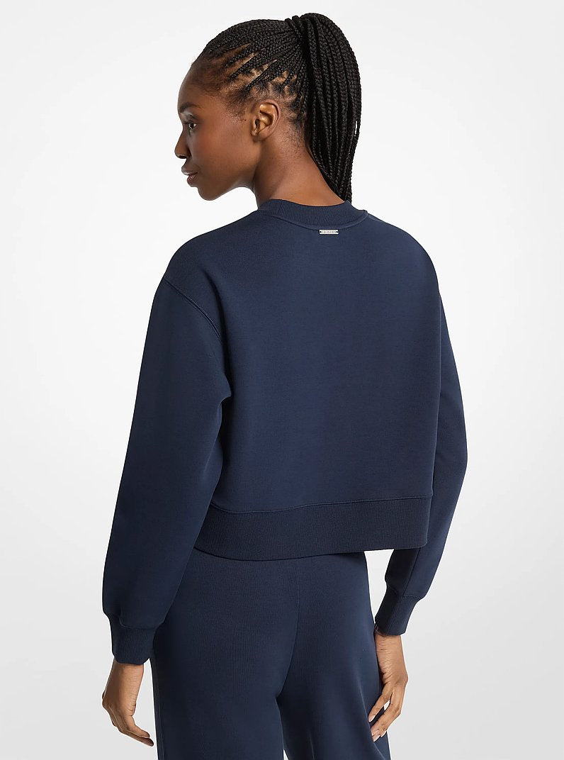 Michael Kors Graphic Logo Cotton Blend Cropped Sweatshirt MIDNIGHTBLUE