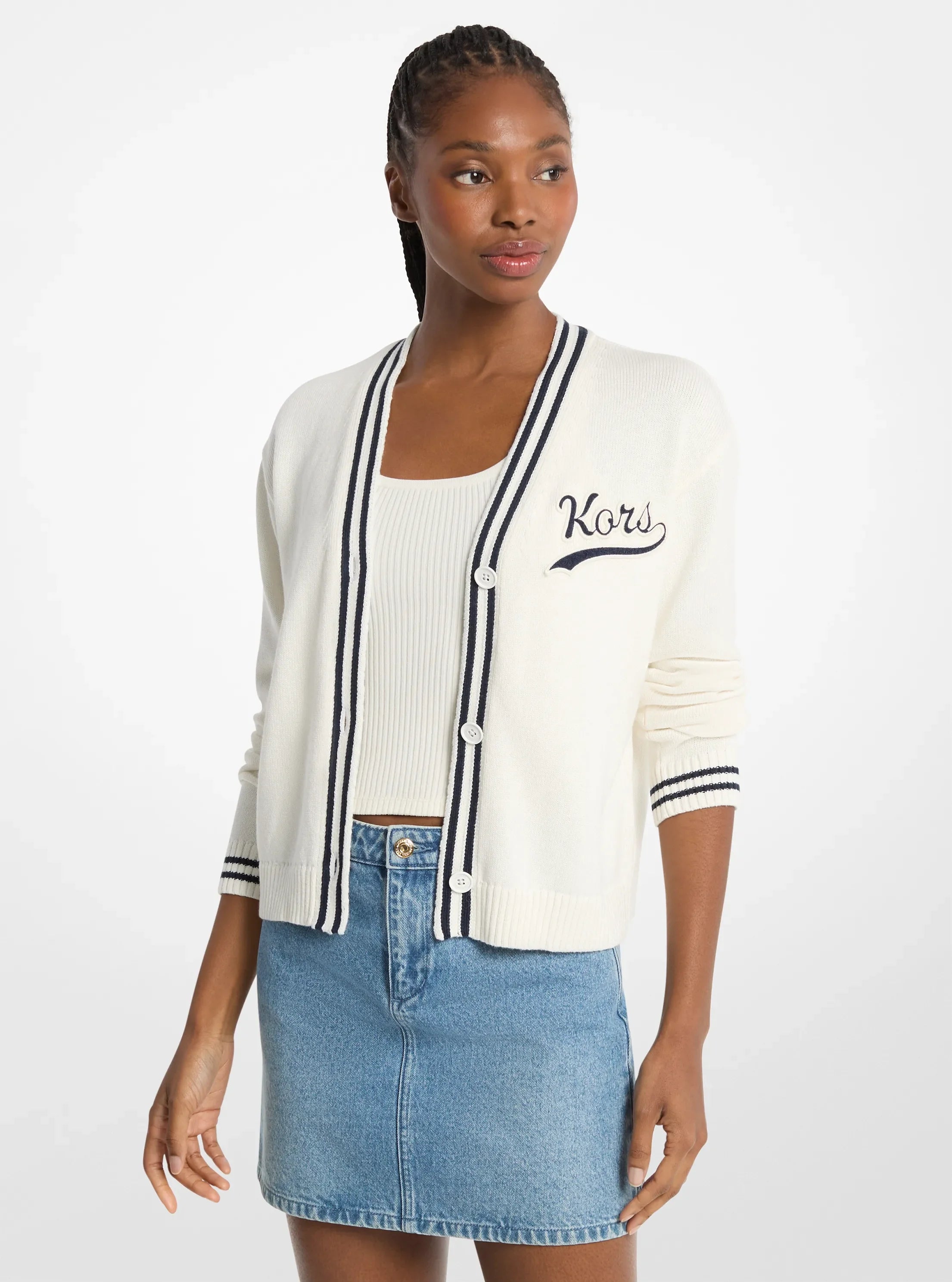Michael Kors KORS Varsity Cardigan BONE