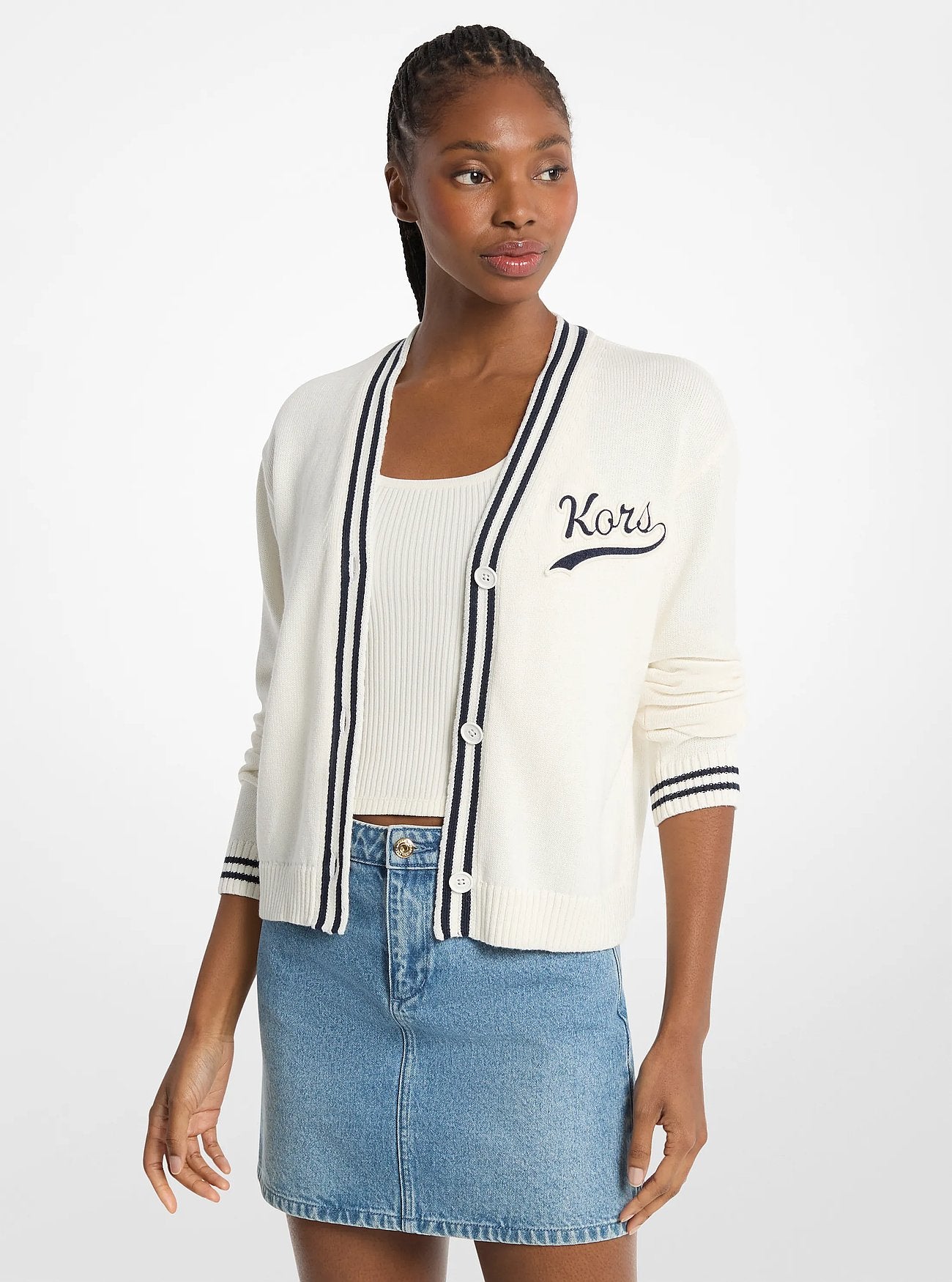 Michael Kors KORS Varsity Cardigan BONE