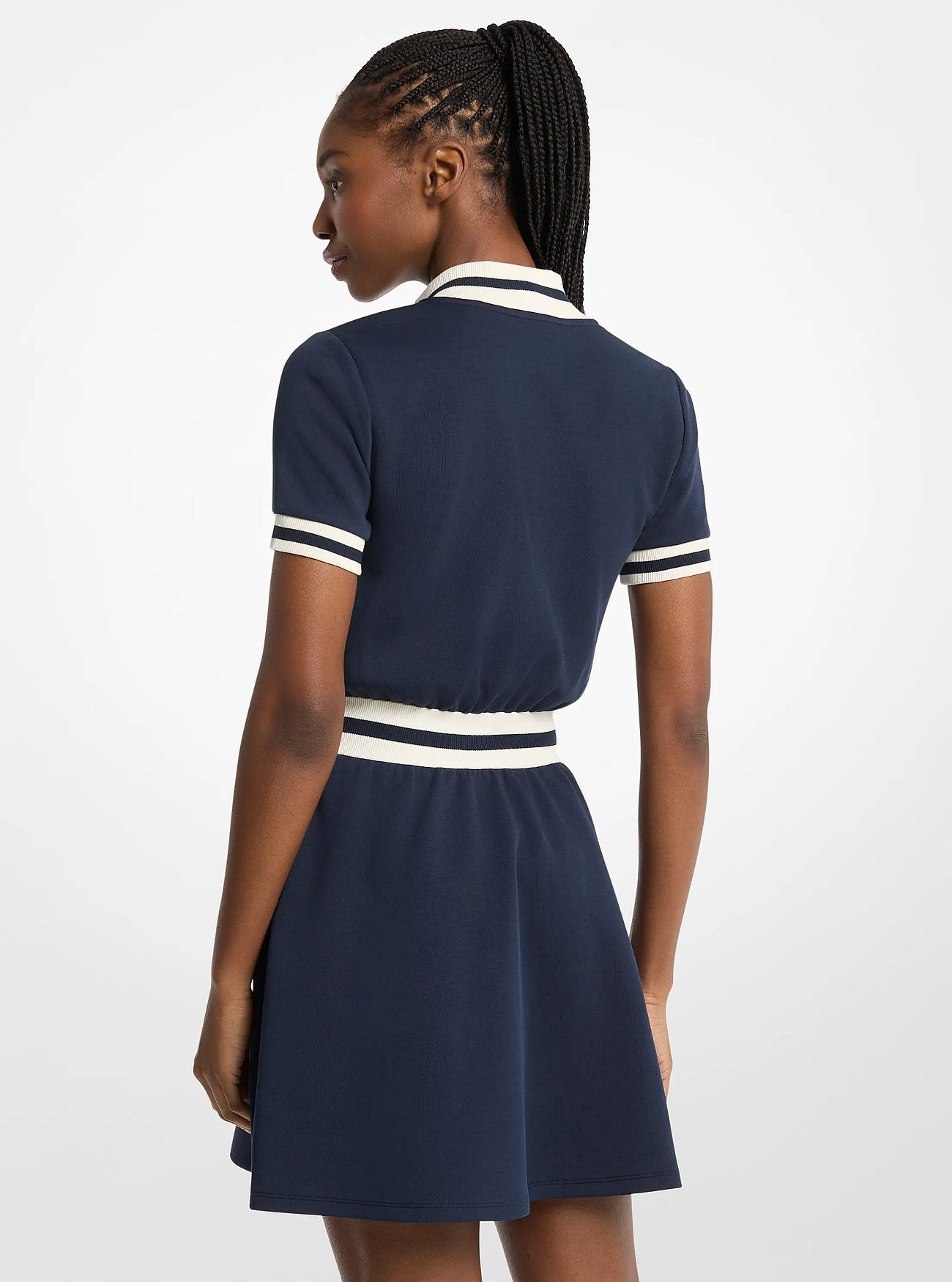 Michael Kors Cotton Blend Zip-Up Mini Dress MIDNIGHTBLUE