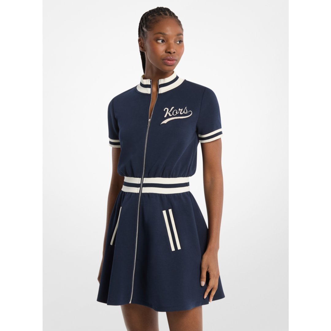 Michael Kors Cotton Blend Zip-Up Mini Dress MIDNIGHTBLUE