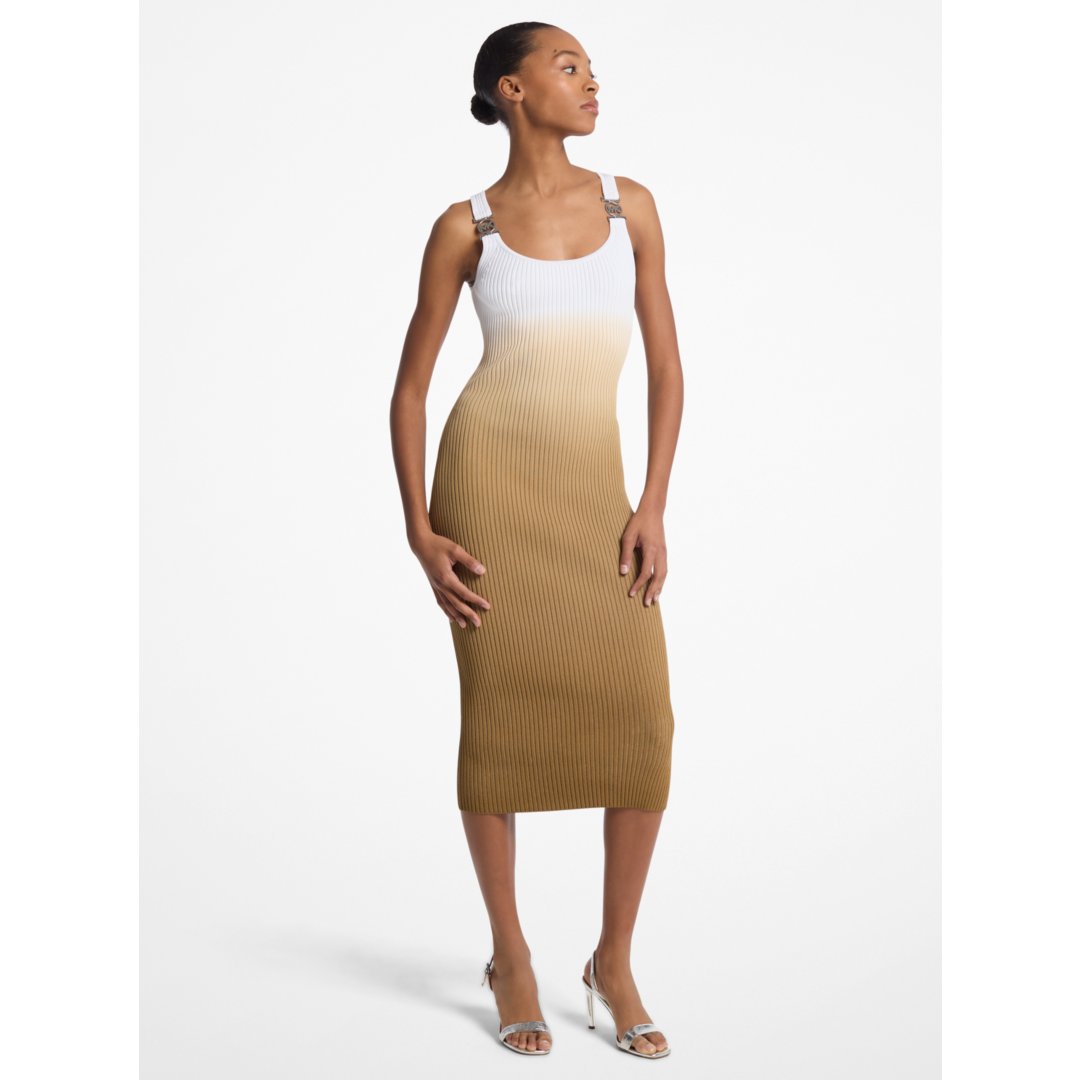 Michael Kors Ombr Ribbed Stretch Viscose Dress LUGGAGE
