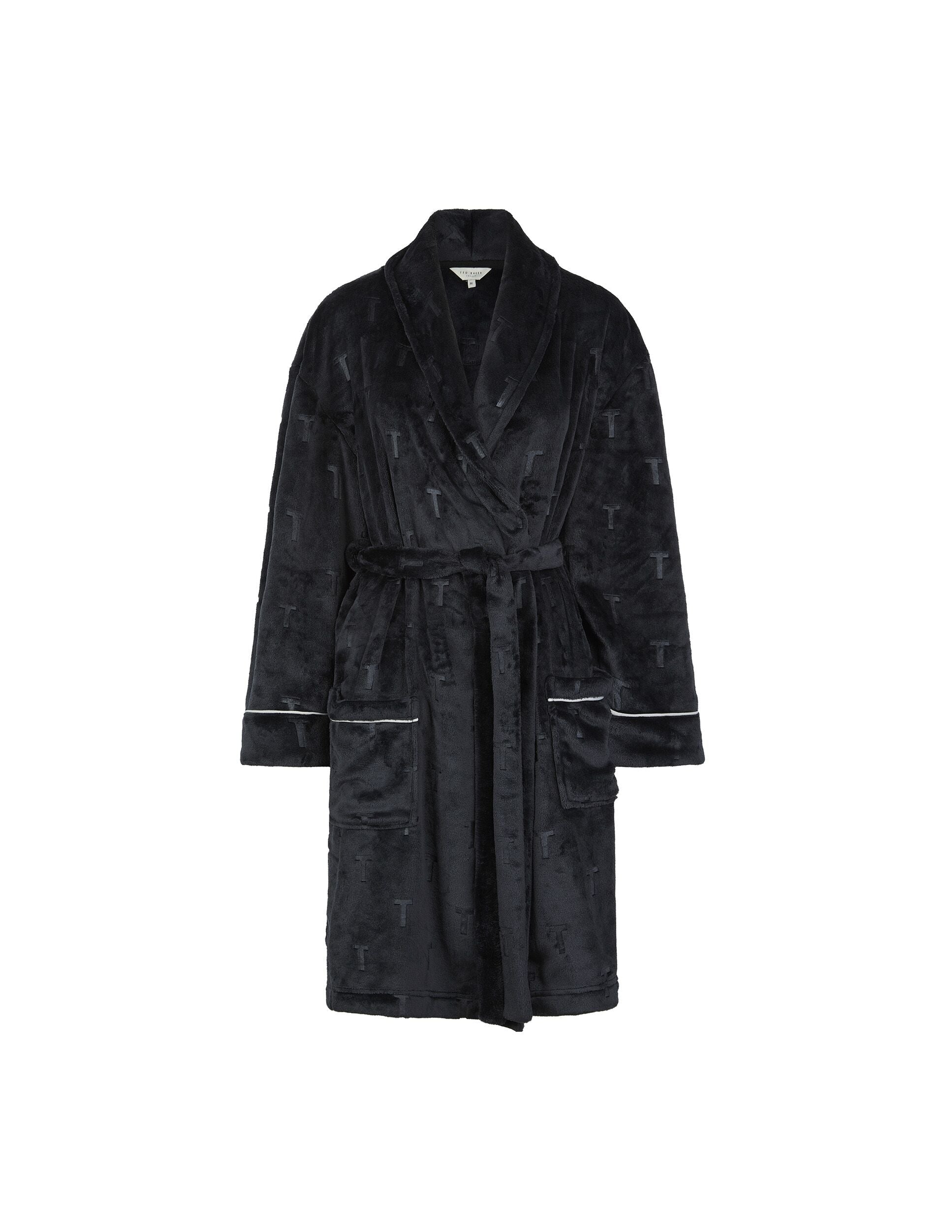 Ted Baker Jude Embossed Logo Fluffy Belted Dressing Gown Women's