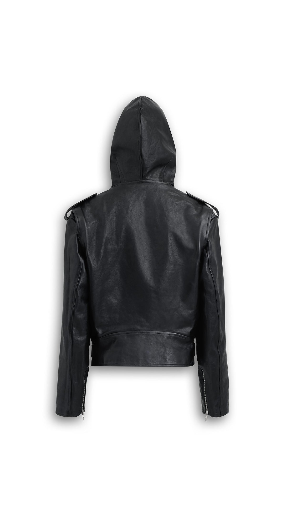 Alaïa Leather Hooded Biker Jacket