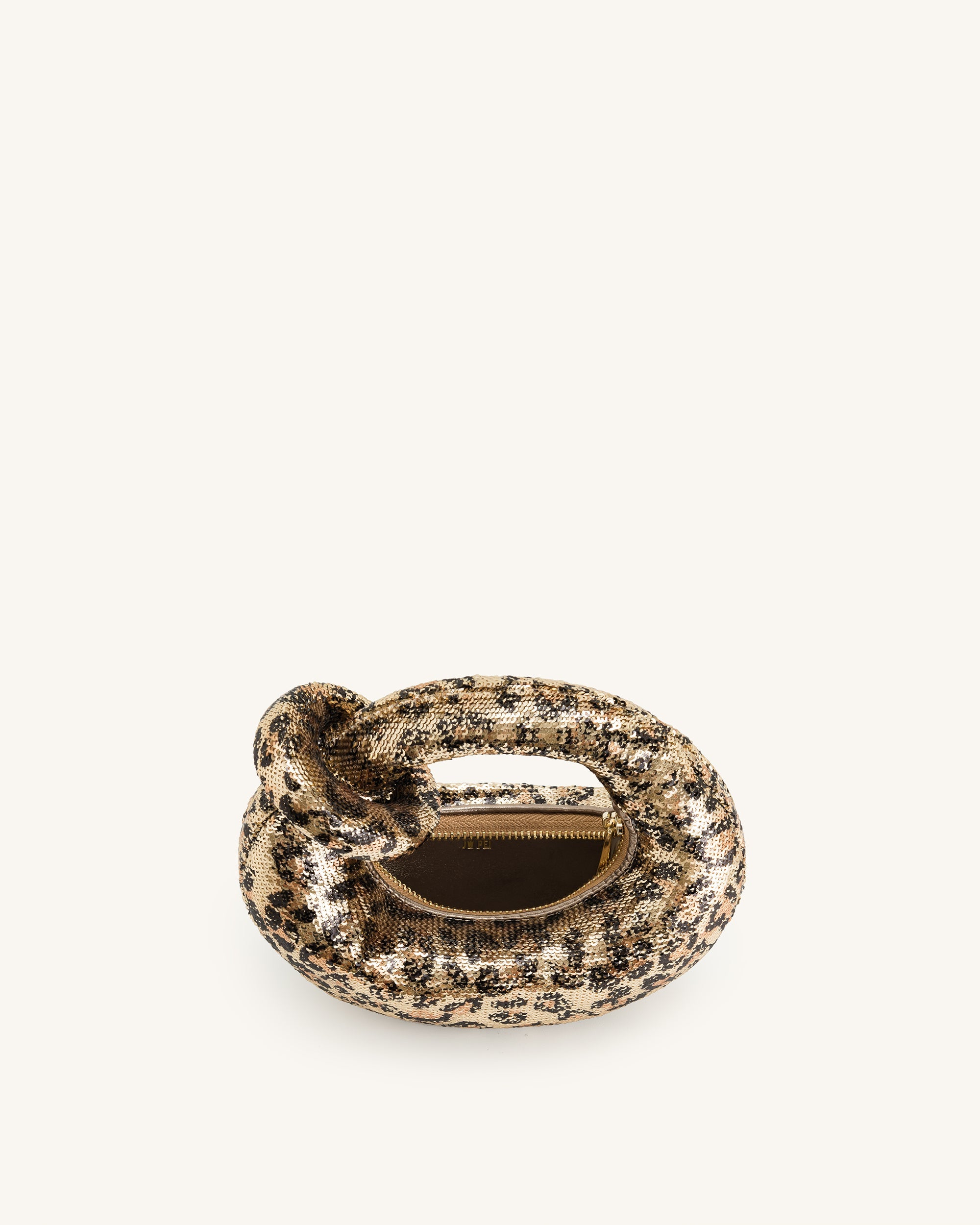 Jw Pei Abacus Metallic Sequin Mini Top Handle Bag Leopard Print